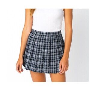 Cali 1851 Los Angeles black white plaid side zip school girl pleated skirt SZ M